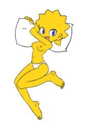 (original_artist_tbd) bed dress grown_up lisa_simpson panties pillow sallyx the_simpsons topless transparent_background yellow_body