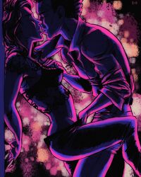 1girls 2021 anastasiya_rostova artist_signature chakotay contrast couple duo female fingering foreplay french_kiss hand_on_breast human kathryn_janeway lingerie male monochrome star_trek star_trek_voyager straight tongue_kiss