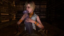 3d 3d_(artwork) blonde_hair brown_eyes cheryl_mason dbd dead_by_daylight female handjob heather_mason human kazan_yamaoka male manual monster oral outerwear pale_skin silent_hill silent_hill_3 smirk spaceboy21 sucking the_oni_(dbd) tongue_out wristwear