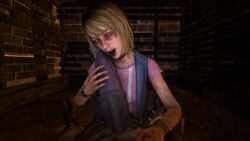 3d 3d_(artwork) big_penis blonde_hair brown_eyes cheryl_mason dbd dead_by_daylight handjob heather_mason kazan_yamaoka monster silent_hill silent_hill_3 spaceboy21 the_oni_(dbd) tongue_out