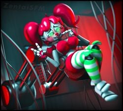 3d animatronic baby_(fnafsl) big_breasts breasts circus_baby circus_baby_(fnaf) cleavage crossed_legs curvy curvy_female curvy_figure female female_only fingerless_gloves five_nights_at_freddy's five_nights_at_freddy's:_sister_location gloves glowing_eyes green_eyes heart-shaped_pupils heart_eyes hips hourglass_figure huge_breasts large_breasts legs_crossed legs_together legwear long_socks looking_at_viewer metal_body metal_hair metallic_body metallic_hair peace_sign plastic_hair red_hair robot scooper shirt shorts sideboob sitting small_waist smile smiling smiling_at_viewer so87baby source_filmmaker stockings summer_of_87_baby thin_waist underboob watermark white_skin wide_hips wire wires zentaisfm