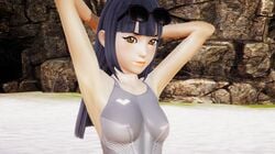 3d armpits beach breast hands_behind_head honey_select kingdom_hearts nipples roseza see-through skuld_(kingdom_hearts) smile sunglasses sunglasses_on_head swimsuit yellow_eyes