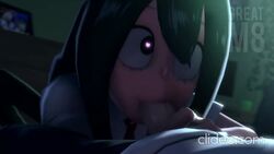 1boy 1girls 3d :3 animated blowjob cock_worship cute dark_room faceless_male fellatio froppy greatm8 heart-shaped_pupils izuku_midoriya izutsu my_hero_academia oral shorter_than_30_seconds shounen_jump sound tsuyu_asui video