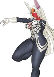 1girls cosplay crossover_cosplay dark-skinned_female dark_skin marvel miruko my_hero_academia rumi_usagiyama shosho_oekaki silk_(cosplay) silk_(marvel) solo solo_female spider-man_(series) tan white_hair