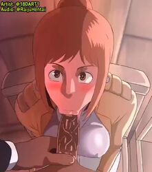 10_seconds 1girls :>= animated attack_on_titan blowjob breasts clothing d-art dark-skinned_male dark_skin eye_contact fellatio female kneeling looking_at_viewer male mp4 onyankopon oral pov raijuhentai sasha_braus shingeki_no_kyojin shorter_than_10_seconds sound sound_edit toilet video