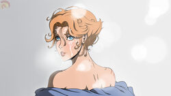 bare_shoulders blue_eyes castlevania castlevania_(netflix) cum cum_on_face espart female_only partially_clothed red_hair short_hair smile sypha_belnades