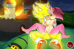 1boy 1boy1girl 1girls amy_rose anthro archie_comics arson balls breast_grab breasts burning burning_building castle clothed clothing dexstar duo eulipotyphlan exposed_torso female female_focus female_on_top female_penetrated fire fleetway_super_sonic footwear forest fur genitals gloves green_eyes hammer hand_on_breast handwear hedgehog hedgehog_humanoid hi_res kissing male male/female male_penetrating mammal mammal_humanoid mostly_nude partially_clothed penetration pink_body pink_fur plant red_eyes rosy_the_rascal_(archie) sega shoes sonic_(series) sonic_the_hedgehog sonic_the_hedgehog_(archie) sonic_the_hedgehog_(comics) spiral_eyes stomach_bulge super_sonic tools tree vaginal_penetration white_gloves yellow_body yellow_fur