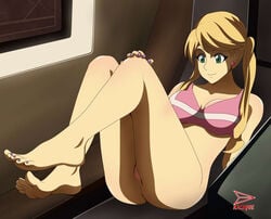 alluring barefoot big_breasts bra female gundam gundam_tekketsu_no_orphans kacique lafter_frankland legs shorts