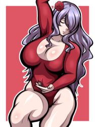 1girls alternate_costume bare_thighs camilla_(fire_emblem) closed_eyes dancer dancing fire_emblem fire_emblem_fates inabakun00 large_breasts leotard long_sleeve_leotard nintendo purple_hair red_leotard smile solo solo_female thick_thighs very_long_hair wavy_hair