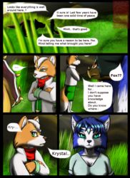 2013 anthro bone_frill canid canine ceratopsian comic dialogue dinosaur english_text female fox fox_mccloud frill_(anatomy) head_crest head_frill hi_res krystal male mammal moltsi nintendo ornithischian prince_tricky reptile scalie star_fox text triceratops video_games