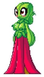 2017 animated anthro bella_(screwroot) blush bouncing_breasts breasts brown_eyes female female_focus female_only flora_fauna gif moving nipples original_character pixel_art plantie screwroot smile solo solo_female sprite sprite_art topless topless_female transparent_background walking yellow_legs