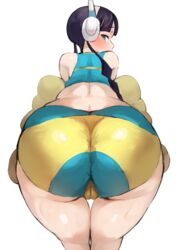 1girls alternate_version ass ass_focus big_ass big_butt blue_eyes blush cameltoe elesa_(pokemon) elesa_(pokemon_bw2) eye_contact female gym_leader headphones high_resolution huge_ass large_ass long_hair looking_at_viewer looking_back nintendo pokemon pokemon_bw2 solo thick_ass thick_thighs thighs tight_clothing twintails wasabi_sushi wide_hips