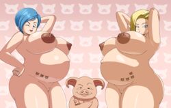 1boy 2girls android_18 big_ass big_breasts blonde_hair blue_hair bubble_ass bubble_butt bulma_briefs censored censored_pussy cheating cheating_wife dark_nipples double_pregnancy dragon_ball dragon_ball_super dragon_ball_z exposed_breasts exposed_nipples exposed_pussy female huge_ass huge_breasts looking_at_viewer male mosaic_censoring multiple_girls multiple_pregnancies netorare nipples oolong pimp plump_ass pregnancy_tally pregnant pregnant_belly pregnant_female pulpawoelbo round_ass smaller_male smile thick_thighs wide_hips wink