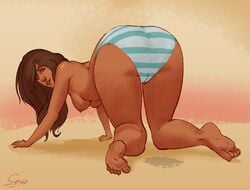 1girls all_fours ass barefoot bent_over big_ass big_butt blush breasts brown_skin cameltoe dark-skinned_female dat_ass female female_only huge_ass kamala_khan looking_back marvel ms._marvel nipples presenting presenting_hindquarters pussy_juice pussy_juice_puddle pussy_juice_stain round_ass round_butt sideboob solo solo_female stain syrupsart topless topless_female underwear