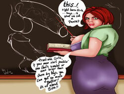 big_ass big_penis blackboard bra brown_hair chalkboard curvy dominatrix exposed_breasts femdom humiliation lesson mature mature_female milf original original_character penis school short_hair teacher thewink tight_clothing