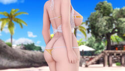 1girls 3d asian asian_female ass ass_focus bent_wrist bikini breasts dead_or_alive dead_or_alive_5 dead_or_alive_5_last_round doahdm female female_only gravure_studio honoka_(doa) large_ass large_breasts light-skinned_female light_skin ninja_gaiden sideboob solo solo_focus thick_thighs thong thong_bikini underboob