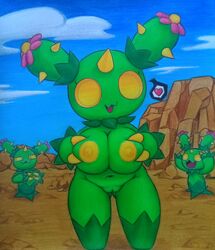 anthro big_breasts breasts female flora_fauna hand_on_breast heart maractus mr_slow mrslow13957180 nintendo pokémon_(species) pokemon pokemon_focus pussy video_games