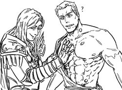 2boys abs armor black_and_white black_carapace brother_and_brother brothers emperors_children exposed_nipples ferrus_manus fulgrim gay imperium_of_man incest interspecies iron_hands line_art lineart long_hair long_hair_male male_focus meme_reference muscular muscular_male open_shirt pec_grab pec_grasp pec_touch pecs pointed_ears primarch warhammer_(franchise) warhammer_40k yaoi 柒号垃圾桶