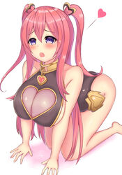 1girls blush breasts choker cleavage cleavage_cutout clothed clothing clothing_cutout female female_only heart_cutout high_resolution highres kuuka_(princess_connect!) large_breasts long_hair pink_hair princess_connect! princess_connect!_re:dive purple_eyes ryakusun ryksn1297 tomi_kuuka twintails white_background