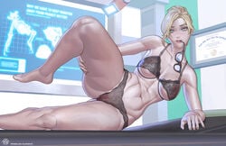 mercy mila_the_mute overwatch see-through_panties see_through_bra shaved_pussy