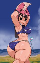 1girls ass big_ass big_breasts big_butt black_hair breasts chichi chichi's_armor chichi's_helmet curvy_figure dragon_ball dragon_ball_(classic) dragonball fat_ass female helmet large_ass long_hair neo_hajime shortstack sideboob solo standing sweat thick_ass thick_thighs thighs wide_hips