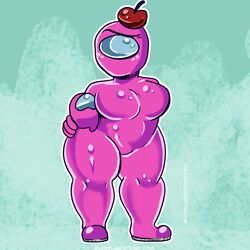 among_us astronauts latex_suit lovelabproductions pink_(among_us) skin_tight video_games