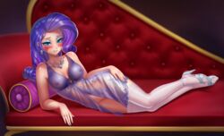 1girls areolae breasts couch earrings fainting_couch female friendship_is_magic hand_on_hip human humanized jewelry lying lying_on_side my_little_pony necklace nightgown nipples nipples_visible_through_clothing not_furry pose pussy racoonkun rarity_(mlp) seductive see-through see-through_clothing smile smooth_skin thighhighs transparent_clothing