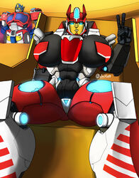 alien alien_girl big_breasts blue_eyes breasts busty female huge_breasts machine optimus_prime override override_prime robot robot_girl thick_legs thick_thighs transformers transformers_cybertron vhite9