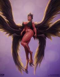 1girls barretxiii breasts cleavage female female_only harpy huge_breasts looking_at_viewer solo thick_thighs