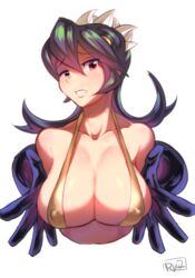 1girls black_hair filia_(skullgirls) lab_zero_games large_breasts red_eyes ryu2 ryuji_(red-truth) samson_(skullgirls) skullgirls solo string_bikini