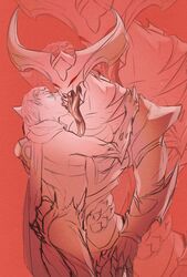 darkin gay kissing league_of_legends male_on_male male_only monster rhaast_(league_of_legends) varus