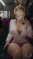 1girls 3d big_breasts blender blonde_hair bulge bus bus_interior cellphone cleavage curvaceous curves female generalbutch glasses high_resolution holding_cellphone huge_breasts necklace pearl_necklace phone sarah_bryant sarah_bryant_(model) sega teasing thick_thighs virtua_fighter voluptuous wide_hips