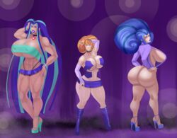 3girls adagio_dazzle annon aria_blaze ass bimbo breasts choker cleavage equestria_girls eyeshadow friendship_is_magic gem hasbro heart high_heels huge_ass huge_breasts lipstick long_fingernails looking_at_viewer makeup muscular muscular_female my_little_pony nail_polish nipple_bulge size_difference skimpy sonata_dusk sweater the_dazzlings thick_thighs turtleneck voluptuous wide_hips