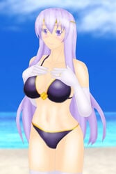 1girls alternate_costume bare_thighs beach bikini elbow_gloves fire_emblem fire_emblem:_genealogy_of_the_holy_war gloves hand_on_own_chest itsukiru julia_(fire_emblem) large_breasts long_hair looking_at_viewer nintendo ocean purple_bikini purple_eyes purple_hair purple_swimsuit ring smile solo solo_female swimsuit very_long_hair