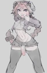 1boy androgynous astolfo_(fate) fate_(series) femboy feminine_male girly leaking leaking_cum male_breasts nelewdy nelody solo_male tongue tongue_out trap