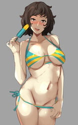 1girls alternate_costume atlus bikini breasts brown_eyes brown_hair female female_only holding holding_object holding_popsicle lainart looking_at_viewer megami_tensei open_mouth persona persona_5 popsicle pulling_panties sadayo_kawakami short_hair sketch solo swimsuit tongue_out white_skin wip work_in_progress