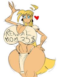 big_breasts blonde_hair cream_vanilla curvy earrings huge_breasts hyper_breasts jewelry queen_of_spades rental_mommy_shirt spade_earrings tasteofchoklit thick_thighs