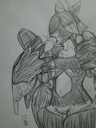 aragami bird_girl female god_eater monster_girl sketch yan_zhi