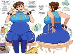 asian asian_female ass belly_button big_ass big_belly big_breasts big_butt black_eyes blue_shirt breasts brown_hair capcom chun-li chun-li_(fortnite) dr-worm fortnite hairband lewdlemage outie_navel popped_navel pregnant ready_to_pop street_fighter thick_ass thick_thighs tight_clothing wide_hips yellow_headband