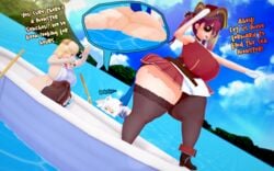 3d 3girls ass big_ass big_breasts blonde_hair blush boat cat_ears daidaikon fat_ass female female_only gawr_gura hololive hololive_english houshou_marine huge_ass huge_breasts huge_thighs hyper hyper_ass massive_ass pirate red_hair round_ass smile swimming thick_ass thick_thighs thighhighs virtual_youtuber watson_amelia white_hair