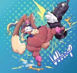 anthro ass big_ass big_butt cameltoe fat_ass huge_ass huge_butt kicking large_ass lopunny martial_arts microskirt miniskirt nintendo nipples panties pokémon_(species) pokemon pokemon_(species) rabbit rabbit_humanoid rabbit_tail rastacakez thick_thighs