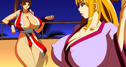 2girls diva_mizuki fatal_fury female female_focus female_only gravion huge_breasts human jyubei king_of_fighters mai_shiranui multiple_girls snk tachibana_mizuki