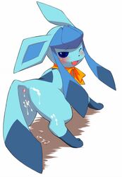 after_sex anus back_view blue_eyes blue_fur color cum eeveelution female female_only fur generation_4_pokemon glaceon looking_back nintendo nude open_mouth pokemon pokemon_(species) solo tagme vulva wink wkar