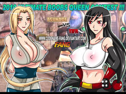 2girls areola breasts cleavage codename-fang crossover final_fantasy final_fantasy_vii multiple_girls naruto nipples perky_breasts pose skin_tight tank_top tifa_lockhart tsunade