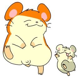 2boys artist_request cute hamster hamtaro hamtaro_(series) happy male/ambiguous oxnard penis tagme