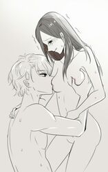 a3! breast_sucking itaru_chigasaki izumi_tachibana sweat