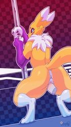 1girls animated animated_gif ass big_penis digimon digimon_(species) disembodied_penis female renamon stripper stripper_pole sunny_(artist) vaginal_penetration vaginal_sex white_fur yellow_fur