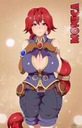 big_breasts breasts cleavage dark_chronicle dark_cloud dark_cloud_2 exlic happy huge_breasts large_breasts long_hair looking_at_viewer monica monica_raybrandt pink_hair princess red_hair seductive source_request tagme very_long_hair