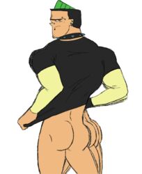 1boy angry animated ass bara beard big_arms big_ass big_butt black_clothes black_clothing black_hair black_shirt bottomless burankoprn butt cartoon_network duncan_(tdi) dyed_hair from_behind green_hair human looking_at_viewer looking_back male male_focus male_only mohawk_(hairstyle) moving muscular muscular_arms muscular_ass muscular_butt muscular_legs muscular_male pants pantsless pierced_eyebrow piercing shaking shaking_ass shaking_butt shirt solo solo_male spiked_collar spikes standing total_drama_island two_tone_clothing white_body yellow_sleeves