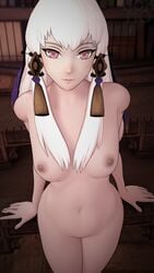 1girls 3d bangs breasts completely_nude eyelashes fire_emblem fire_emblem:_three_houses long_hair lysithea_von_ordelia medium_breasts nintendo nipples nohno nude nude_female pink_eyes smile solo white_hair